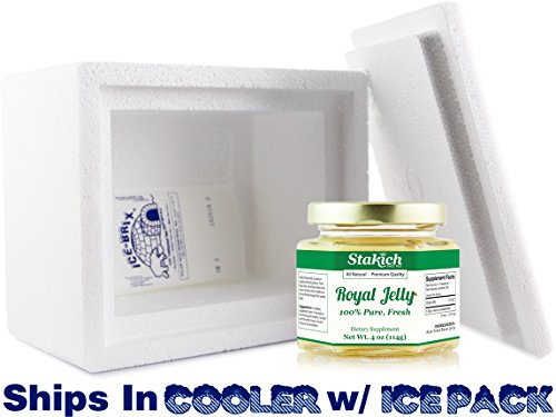 Stakich Fresh Royal Jelly - Pure, All Natural - No Additives/Flavors/Preservatives Added - 4 Ounce (114 Gram)