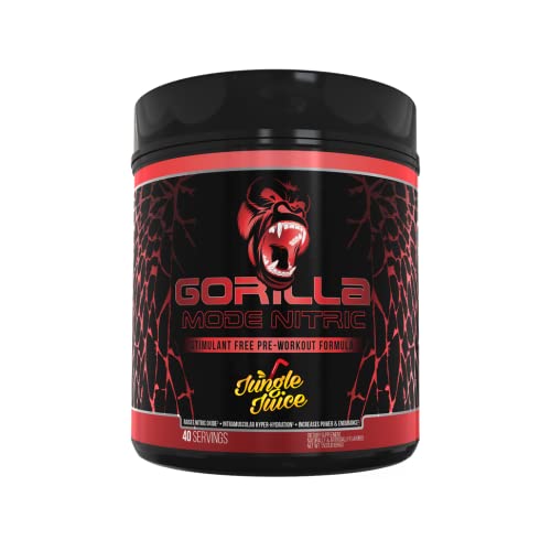 Gorilla Mode Nitric Stimulant Free Pre-Workout – Best Tasting and Most Effective Stimulant Free Pre-Workout / Massive Pumps · Vasodilation · Power / 710 Grams (Jungle Juice)