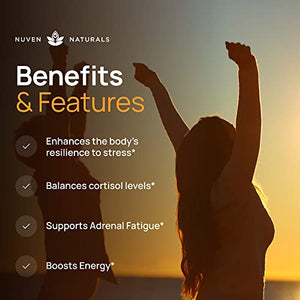 Adrenal Support — Natural Adrenal Fatigue Supplements, Cortisol Manager with Ashwagandha Extract, Rhodiola Rosea, Holy Basil, Adaptogenic Herbs for Adrenals, Stress Support & Adrenal Health