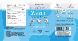 Zinc Picolinate Liquid Spray by SCHOOCH for Skin Health and Immune Support | Elderberry and Vitamin C with Organic Glycerin for Adults & Kids | Vegan, Non-GMO & Gluten Free | 60 Servings