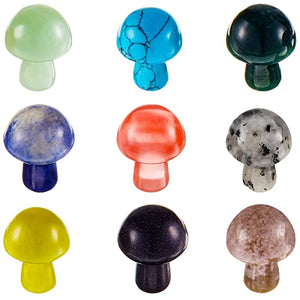 16 Pieces Crystal Mushroom Sculpture Mini Mushrooms Decor Decorative Gemstone Mushroom Decoration Colorful Mushroom Stone Decor Crafts for Garden Yard Decor (Retro Style)