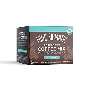 Adaptogen Coffee by Four Sigmatic, Organic Medium Roast Instant Coffee with Ashwagandha, Chaga & Tulsi, Immune Support & Stress Relief, Keto, 10 Count