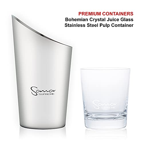 SANA 727 Supreme Slow Juicer Low Speed Masticating Juicer Extractor 4 Variable Speeds 120 RPM Large Capacity for Fruits and Vegetables, Milks, Butters Includes 132 Page Recipe Book US Voltage, Black