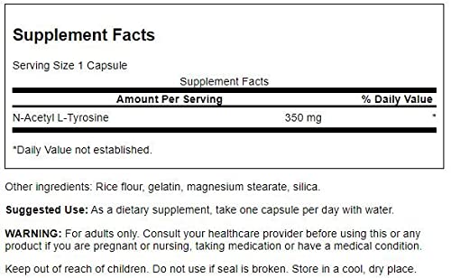 Swanson N-Acetyl L-Tyrosine 350 mg 60 Caps 3 Pack