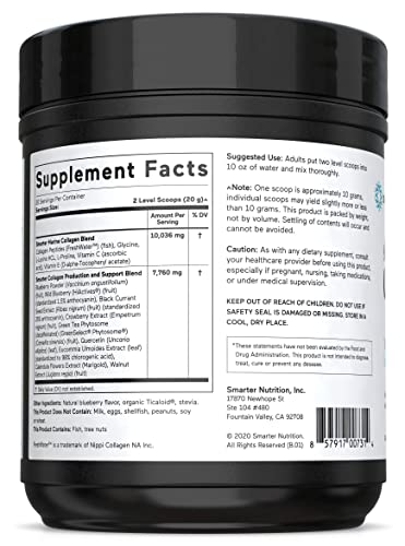 Smarter Skin Collagen - Triple Action Formula for Vibrant, Healthy Skin - Unique Marine Collagen Blend with Antioxidant Protection & Plant-Based Collagen Production Boosters (20 Servings)