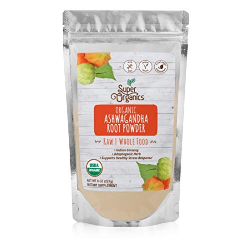 Super Organics Ashwagandha Powder | Organic Superfood Powder | Raw Superfoods | Whole Food Supplement – Vegan, Non-GMO & Gluten-Free, 8 oz