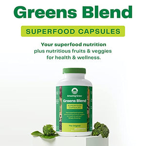 Amazing Grass Greens Blend Superfood Capsules: Super Greens with Spirulina, Chlorella, Beet Root Powder, Digestive Enzymes & Probiotics, 150 Capsules (Packaging May Vary)