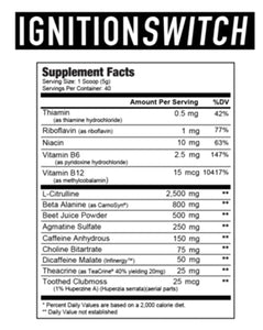 Axe and Sledge Supplements Ignition Switch Stim Pre-Workout-ICEE Blue Raspberry, 40 Servings (Pack of 1)