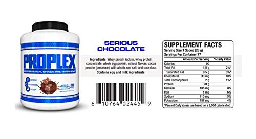 VPX Proplex Protein Powder - 3 Protein Source Blended Protein Powder, Whey Protein Isolate, Whey Protein Concentrate, Whole Egg Protein Blended Protein Powder - Chocolate, 4.4 Pound (Pack of 1)