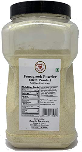 TAJ Premium Indian Methi Powder, Fenugreek Powder, (5 Pound Jar)