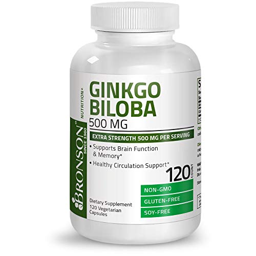 Bronson Ginkgo Biloba 500 mg Extra Strength 500 mg per Serving - Supports Brain Function & Memory Support, 120 Vegetarian Capsules