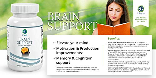 Brain Support Focus Supplement Pills - Support Healthy Brain Function with Nootropics, Improve Memory and Boost Focus - Alpha GPC, Lions Mane Extract, Bacopa Monnieri