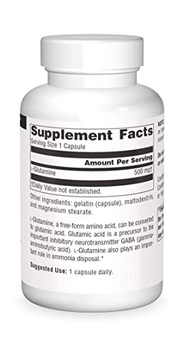 Source Naturals L-Glutamine - Free Form Amino Acid That Supports Metabolic Energy - 100 Capsules