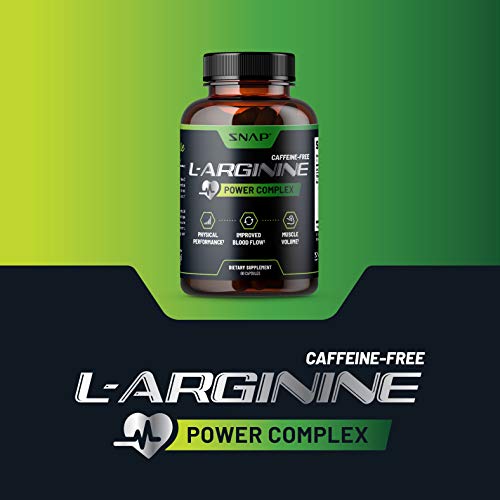 Snap L Arginine Capsules - Blood Circulation Supplements with Nitrosigine & L Citrulline for Natural Energy, Increase Blood Flow & Muscle Growth, Herbs for Cardio Health (60 Capsules)
