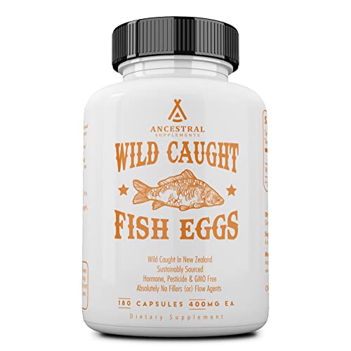 Ancestral Supplements Wild Caught Fish Eggs — Supports Brain, Heart, Fertility and Inflammatory Health (Whole Food Source of Omega-3 Fatty Acids, Vitamins D, K2 & A) 30-Day Supply