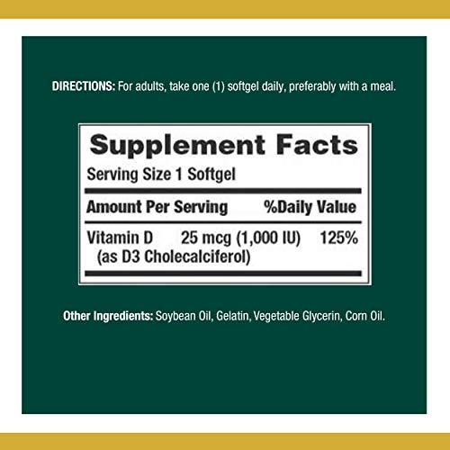 Vitamin D3 by Nature’s Bounty for immune support. Vitamin D3 provides immune support and promotes healthy bones. 1000IU, 250 Softgels