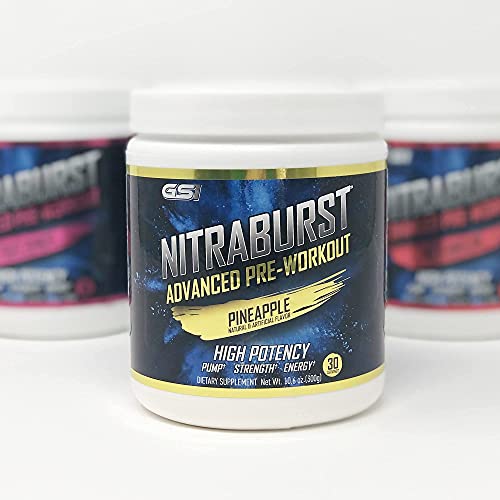 Giant Sports International NITRABURST Pre Workout Powder, Increase Blood Flow, Boosts Strength and Energy, Improve Exercise Performance, Creatine Free (Pineapple, 30 Servings)