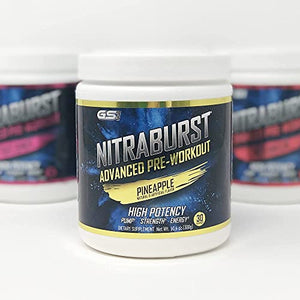 Giant Sports International NITRABURST Pre Workout Powder, Increase Blood Flow, Boosts Strength and Energy, Improve Exercise Performance, Creatine Free (Pineapple, 30 Servings)