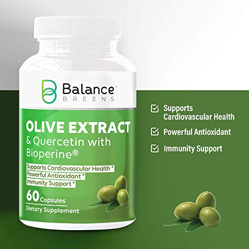 Balance Breens Immunity Booster Olive Leaf Extract 60 Capsules - Quercetin 400mg with Bioperine Black Pepper Fruit Extract – Powerful Antioxidant, Supports Blood Pressure and Cardiovascular Health (1)