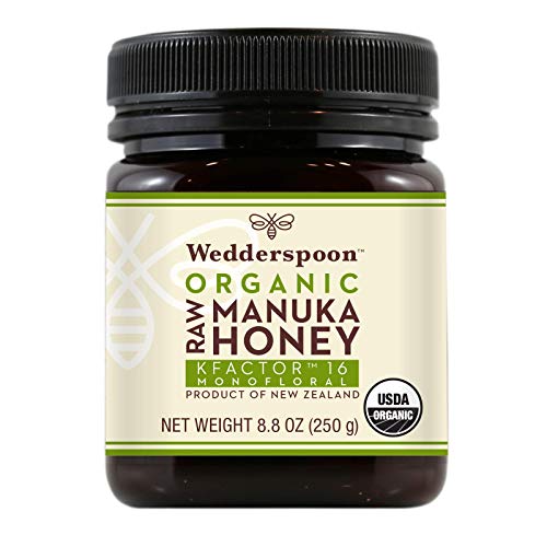 Wedderspoon Raw Organic Manuka Honey KFactor 16+ Unpasteurized, Genuine New Zealand Honey, Multi-Functional, Non-GMO Superfood, Organic Kfactor, 8.8 Ounce