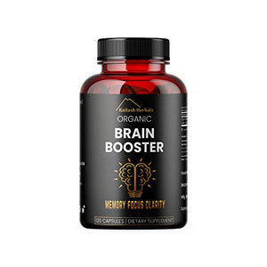 Bacopa, Kailash Herbals Organic Brain Booster, Nootropic Brain Supplement, Bacopa Monnieri/Brahmi, for Mental Sharpness, Focus, Memory, and Cognitive Wellness, 120 Capsules 500mg, 2 Month Supply