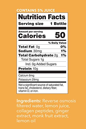 Vital Proteins Collagen Water™, 10g of Collagen per Bottle & Made with Real Fruit Juice, Dairy & Gluten Free - Lemon Ginger, 4 Pack