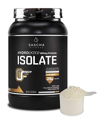 Sascha Fitness Hydrolyzed Whey Protein Isolate,100% Grass-Fed (2 Pounds, All) (Caramel)