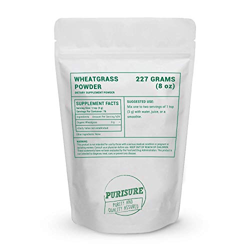 Purisure Wheat Grass Powder, Gluten-Free Superfood, Perfect Source of Vegan Protein, Amazing Nutrient-Rich Whole Food Supplement, 227 g (8oz)