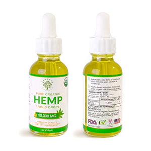 Organic Pure Hemp Oil 30,000 MG, by Kandala for Pain & Stress Natural Hemp Drops – Helps with Sleep, Skin, and Hair (1 Pack, Unflavored)