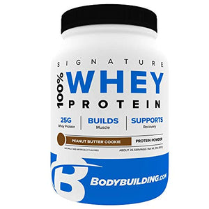 Bodybuilding Signature 100% Whey Protein Powder | 25g of Protein per Serving (Peanut Butter Cookie, 2 Lbs)