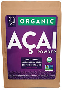 Organic ACAI Powder (Freeze-Dried) | 16oz Resealable Kraft Bag (1lb) | 100% Raw Superfood Berry From Brazil | by FGO