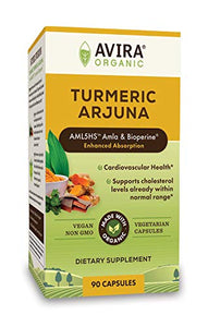 Avira Organic Turmeric Arjuna - Super Fusion with Amla, Curcumin & Bioperine, Supports Cardiovascular Health, Cholesterol & Heart Wellness Supplement, Enhanced Absorption, Max Strength-2160mg Per Day