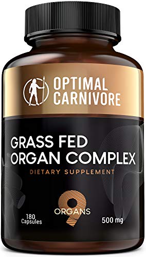 Desiccated Beef Organs, Grass Fed Organ Complex - Beef Liver, Brain, Heart, Thymus, Kidney, Spleen, Gallbladder, Pancreas, Lung, Ancestral Formula (180 Capsules) by Optimal Carnivore