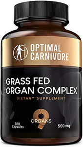 Desiccated Beef Organs, Grass Fed Organ Complex - Beef Liver, Brain, Heart, Thymus, Kidney, Spleen, Gallbladder, Pancreas, Lung, Ancestral Formula (180 Capsules) by Optimal Carnivore
