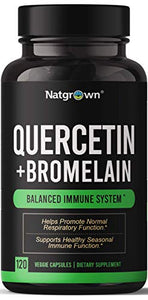 Quercetin 500mg with Bromelain Supplement Complex - Helps Promote Immune Function, Cardiovascular Health, and Allergy Support - 120 Capsules