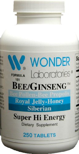 Bee/Ginseng, Super High Energy Formula of Bee Propolis and Siberian Ginseng - 250 Tablets #1512