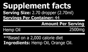 iVitamins Hemp Oil for Pain Relief :: 2,500mg 4 fl oz :: May Help with Stress, Pain, Sleep, Headaches and More :: Hemp Extract :: Rich in Omega 3,6,9 :: Orange Flavor