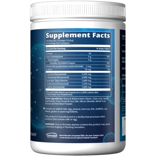 MRM Nutrition Reload BCAA+G Post-Workout Recovery| Watermelon Flavored| 9.6g Amino Acids| with CarnoSyn®| Muscle Recovery| Keto Friendly| 26 Servings