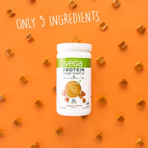 Vega Protein Made Simple - Caramel Toffee (10 Servings), 9.1 Oz - Delicious Plant Based Healthy Vegan Protein Powder - Stevia, Dairy & Gluten Free, Non GMO, No Gums