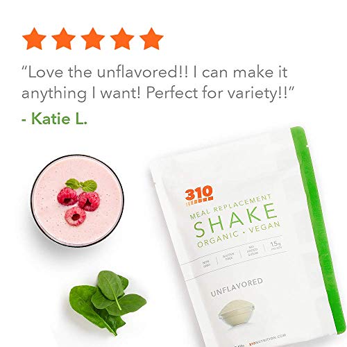 Vegan Organic Plant Protein Powder and Meal Replacement Shake - By 310 Nutrition - Gluten, Dairy and Soy Free - 0g of Sugar | Keto and Paleo Friendly… (Unflavored, 14 Servings)