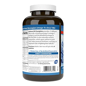 Carlson - Salmon Oil Complete, 700 mg Omega-3s + Astaxanthin, Circulation Support, Brain Function & Joint Health, Norwegian, 120 Softgels