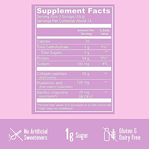 Vital Proteins Beauty Collagen Peptides Powder Supplement for Women, 120mg of Hyaluronic Acid, 15g of Collagen Per Serving, Enhances Skin Elasticity and Hydration, Lavender Lemon, 9oz Canister