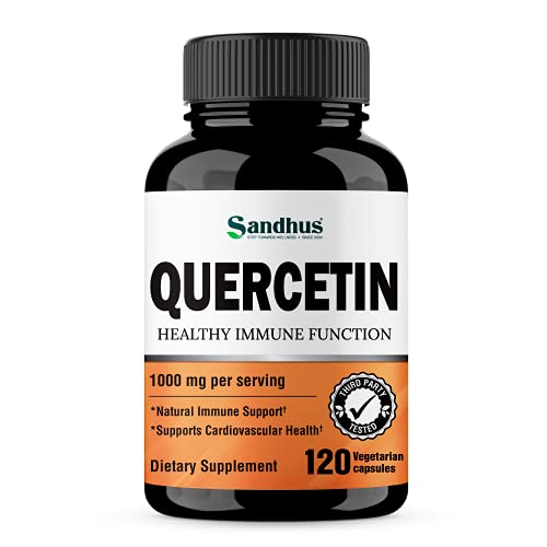 Quercetin 1000mg Per Serving Vegetarian Capsules Bioflavonoids Supports Immune Health & Cardiovascular Health, Respiratory Health, Seasonal Allergy Relief 120 Count