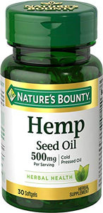 Hemp Seed Oil by Nature's Bounty, Herbal Supplement, 500mg Cold Pressed Oil, 30 Softgels