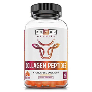 Zhou Nutrition Collagen Peptides Gummies | Healthy Hair, Skin & Nails | Vitamin Chews for Bone & Joint Health | 90 Gummies, 30 Servings