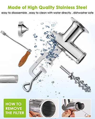 Moongiantgo Manual Wheatgrass Juicer Extractor Stainless Steel Manual Juicer for Juicing Wheat Grass Celery Kale Spinach Parsley Pomegranate Apple Grapes Fruit Vegetable (Detachable Slag Outlet)