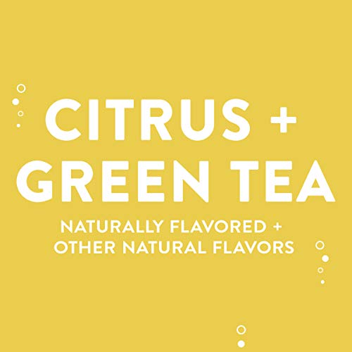 AHA Sparkling Water, Citrus + Green Tea Flavored Water, with Caffeine & Electrolytes, Zero Calories, Sodium Free, No Sweeteners, 12 fl oz, 8 Pack