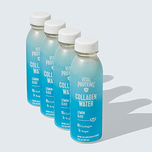 Vital Proteins Collagen Water™, 10g of Collagen per Bottle & Made with Real Fruit Juice, Dairy & Gluten Free - Original Lemon, 4 Pack