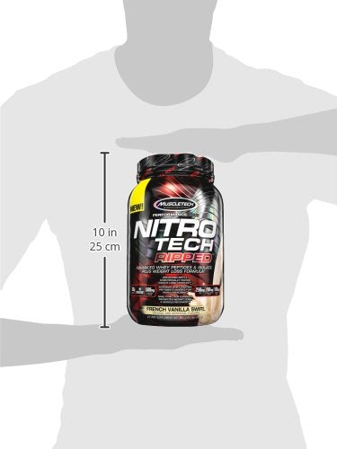 Protein Powder for Weight Loss | MuscleTech Nitro-Tech Ripped | Whey Protein Powder + Weight Loss Formula | Lose Weight | Weight Loss Protein Powder for Women & Men | Vanilla, 2 lb(package may vary)