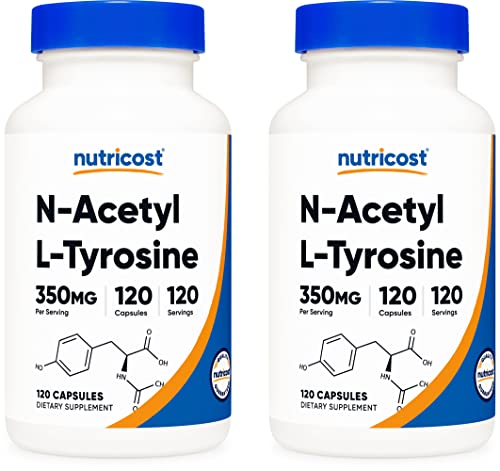Nutricost N-Acetyl L-Tyrosine (NALT) 350mg, 120 Capsules (2 Bottles) - Gluten Free, Non-GMO